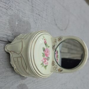 Vintage Floral Trinket Box with Mirror